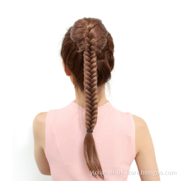 Clip In Braided Ponytail Elastic Drawstring Rope Fishtail Fishbone Plaited Pony Tail Synthetic Hair Chignon Hairpiece 20" 130g